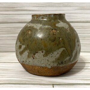 Handcrafted Ceramic Vase With Earth Tones & Speckled Glaze Finish Artist Signed